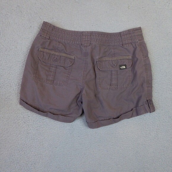 The North Face Shorts Womens 8 Gray Chino Flat Front Cotton Casual Cuffed - Picture 2 of 11